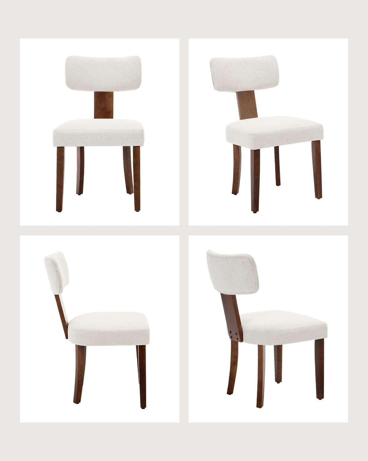 Chaises de salle à manger Garvee, lot de 2, revêtement en tissu, dossier ergonomique incurvé, structure en bois, résistant aux rayures, beige, mobilier de cuisine et de salle à manger