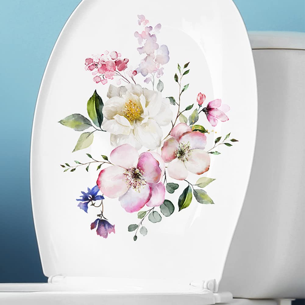 Cache-robinet de salle de bain Garvee, motif floral, autocollant, imperméable, facile à nettoyer, décoration de salle de bain
