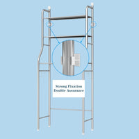 Étagère de salle de bain autoportante à 3 niveaux Garvee en métal avec crochets et porte-papier toilette, idéale pour la salle de bain et la buanderie. Acier inoxydable antirouille, gain de place.