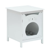 Garvee Bac à litière pour chat avec porte, ventilation, tapis moelleux, table d'appoint, meuble en bois, blanc, gain de place, idéal pour les chambres