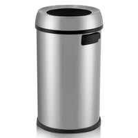 Poubelle ouverte Garvee 65 L (17 gal) en acier inoxydable brossé robuste, sans couvercle, avec poignées, pour la cuisine et l'extérieur.