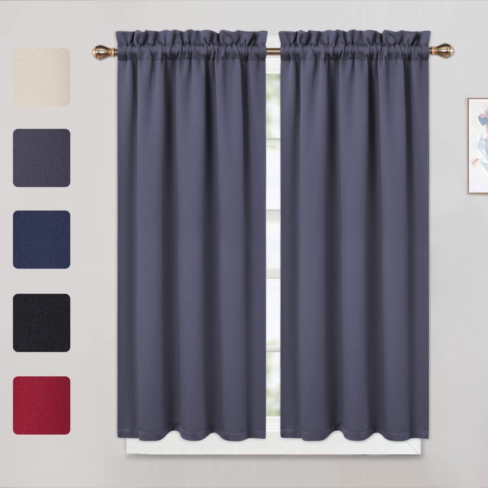 Cantonnières occultantes Garvee, lot de 2, pour fenêtres (salon, cuisine, chambre), 66 x 114 cm, gris foncé