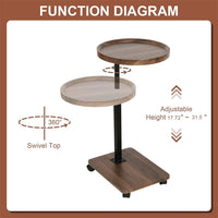 Garvee Table d'appoint en forme de C, réglable en hauteur, pivotante à 360°, table basse mobile pour salon/chambre, 101, 6 × 76, 2 × 114, 3 cm-80 cm, marron