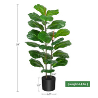 Ficus lyrata artificiel Garvee de 99 cm (39 pouces), en plastique vert réaliste et facile d'entretien, idéal pour le bureau et le salon.