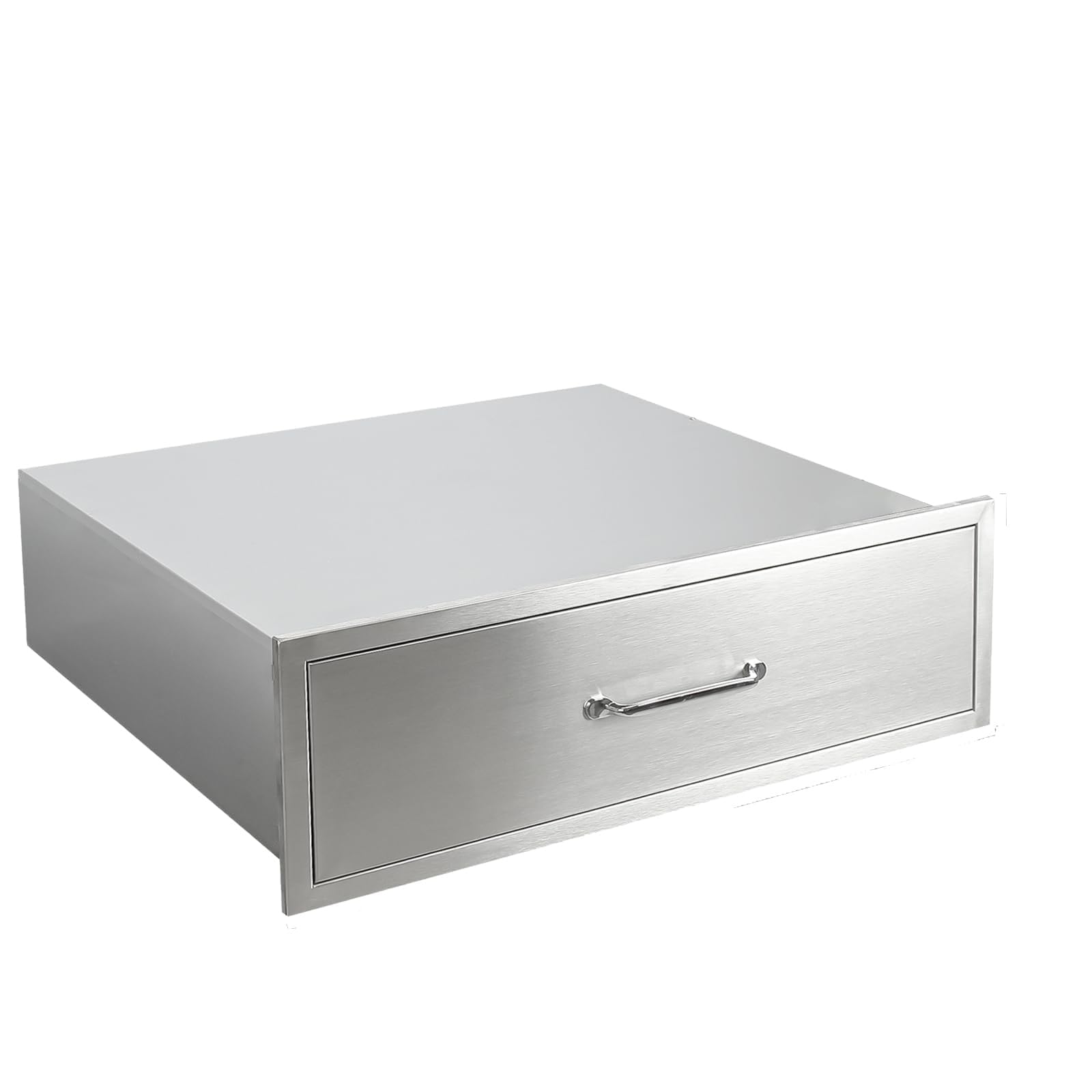 Tiroir de cuisine extérieure Garvee 76 x 58 x 25 cm en acier inoxydable pour barbecue, antirouille, montage encastré, rails silencieux, résistant aux intempéries, idéal pour le jardin et l'espace barbecue.