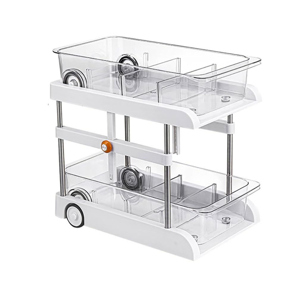 Étagères coulissantes Garvee, paniers extensibles à 2 niveaux, cuisine et salle de bain, dimensions ajustables, matériau ABS