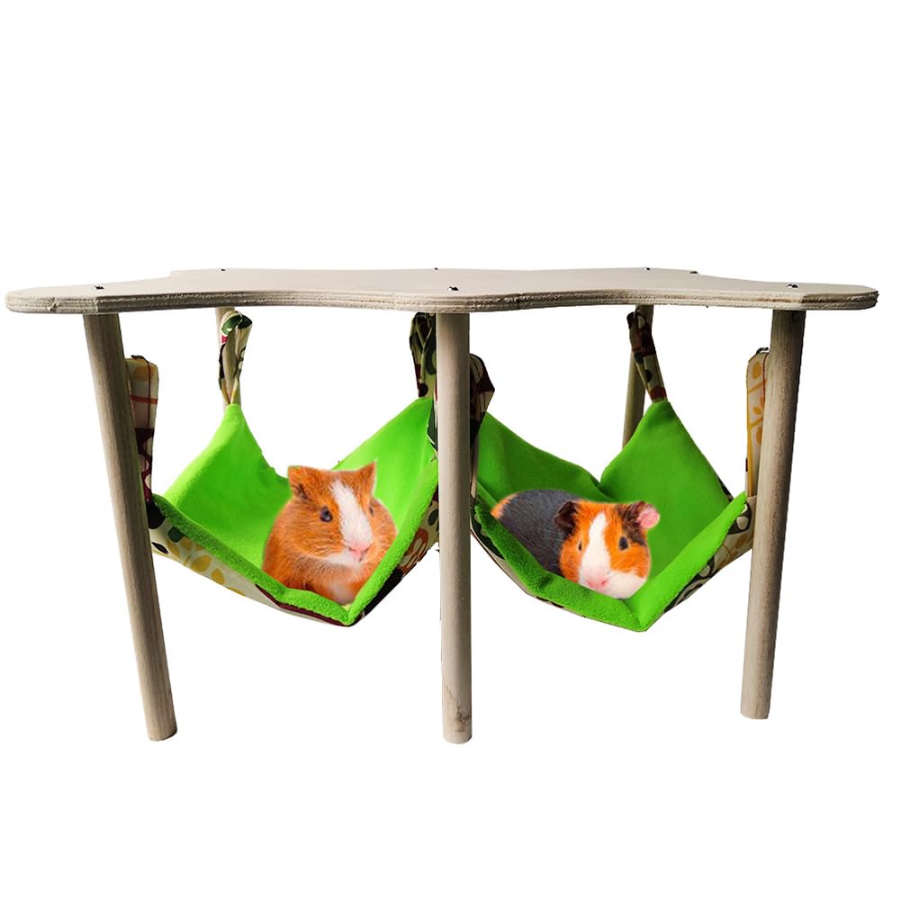 Lit hamac GARVEE pour cobayes, lapins et furets, grand format, avec cadre en bois, 30 x 30 x 24 cm, tissu doux, style champêtre
