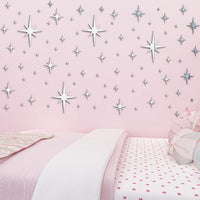 Garvee Stickers muraux étoiles en acrylique miroir, autocollants, imperméables, argentés, pour la décoration de chambre et de chambre d'enfant, 82 pièces