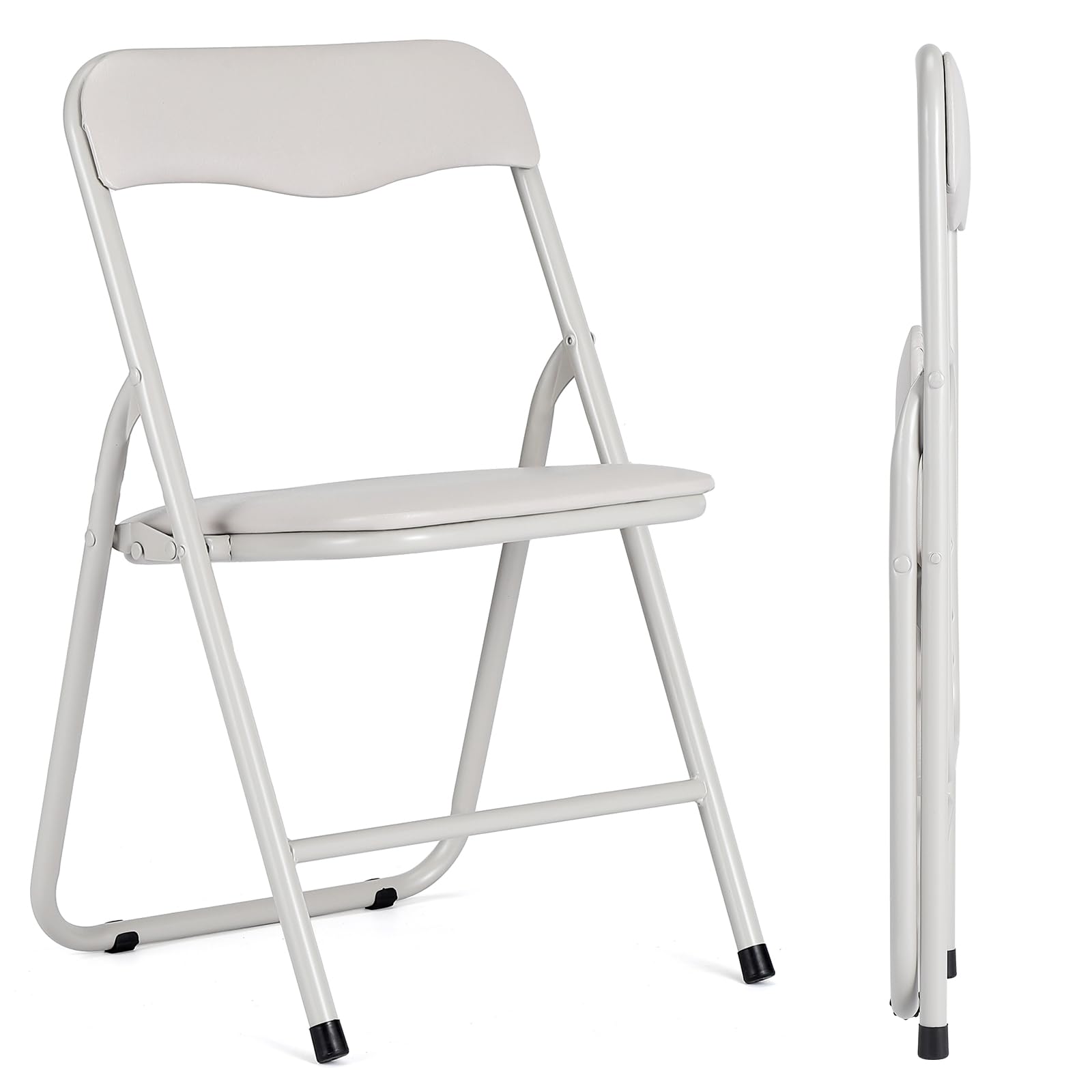 Ensemble table et chaises pliantes pour enfants Garvee, structure en métal, revêtement en PU, beige, pour manger et jouer