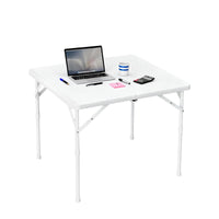 Table carrée pliante Garvee 86 cm (34 po) - Portable et multifonctionnelle - Plateau en plastique, structure en métal - Idéale pour le camping, les pique-niques, le bureau et les fêtes - Blanche