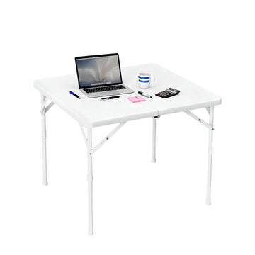 Table carrée pliante Garvee 86 cm (34 po) - Portable et multifonctionnelle - Plateau en plastique, structure en métal - Idéale pour le camping, les pique-niques, le bureau et les fêtes - Blanche