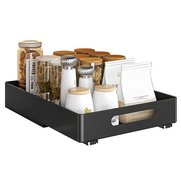 Organisateur de tiroir Garvee en métal pour armoires de cuisine et salle de bain, 26 x 37 x 8 cm, silencieux et stable, blanc.