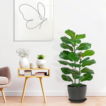 Ficus lyrata artificiel Garvee de 99 cm (39 pouces), en plastique vert réaliste et facile d'entretien, idéal pour le bureau et le salon.