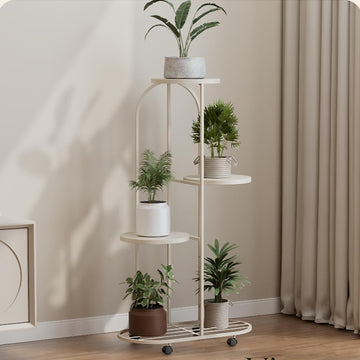 Garvee Support à plantes à plusieurs niveaux en fer, mobile, robuste, carré, pour salon et balcon, gain de place, noir