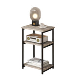 Garvee Table d'Appoint 3 Niveaux Bois Vintage avec Cadre Métallique Réglable pour Salon et Chambre - 