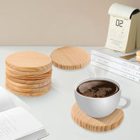 Garvee Lot de 10 sous-verres ronds en bois, à personnaliser, 7 cm de diamètre, 6 mm d'épaisseur, bois brut, à peindre et à graver, protège-tables, idée cadeau