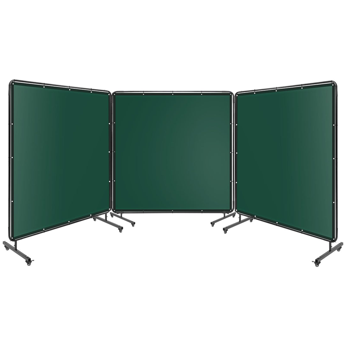 Écran de soudage Garvee à 3 panneaux de 1,8 x 1,8 m avec cadre en acier et PVC transparent pour ateliers et garages, vert, ignifugé, portable
