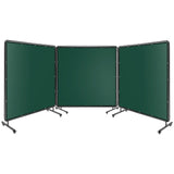 Garvee Écran de soudage à 3 panneaux de 1,8 x 1,8 m avec cadre en acier et PVC transparent pour ateliers et garages, vert, ignifugé, portable