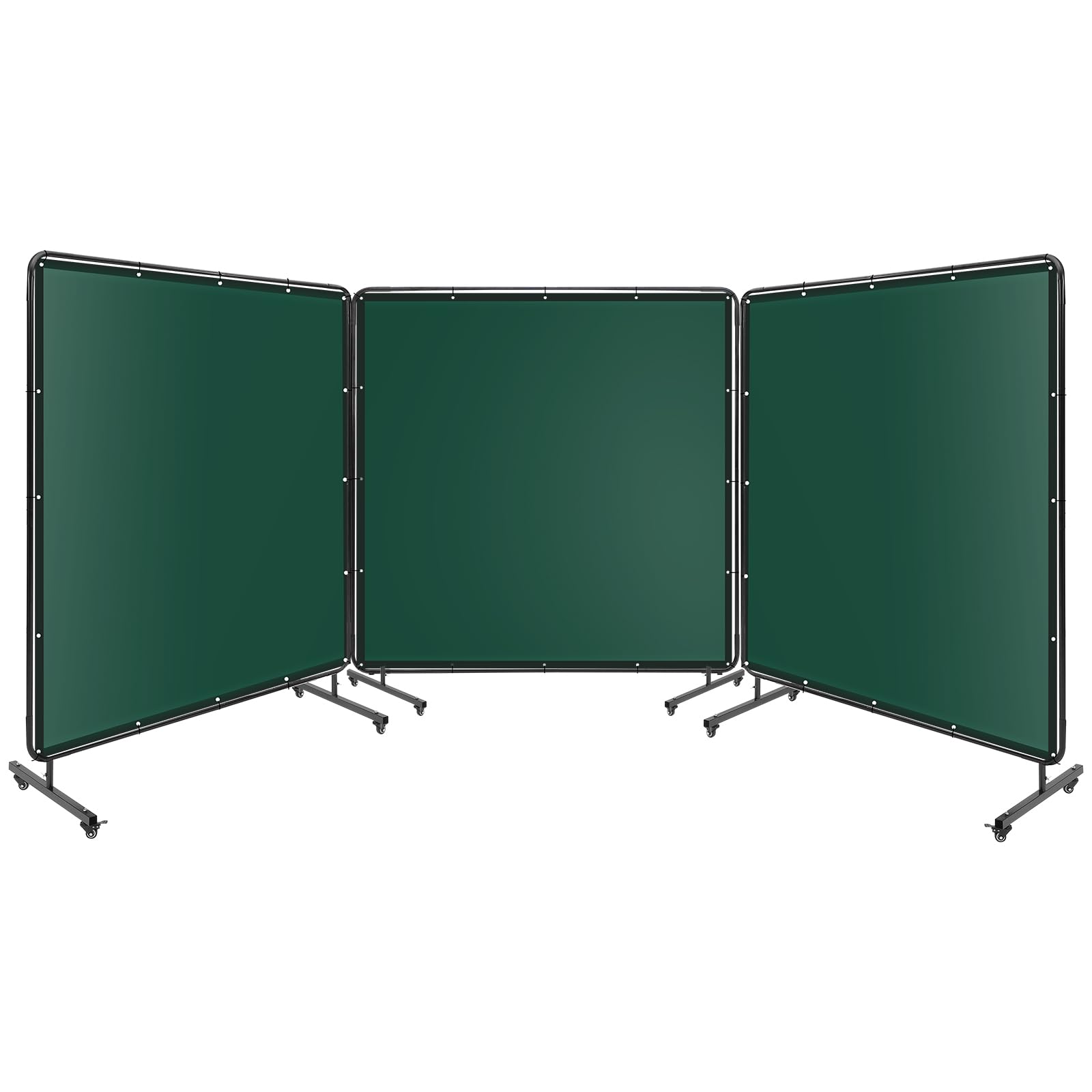 Écran de soudage Garvee à 3 panneaux de 1,8 x 1,8 m avec cadre en acier et PVC transparent pour ateliers et garages, vert, ignifugé, portable