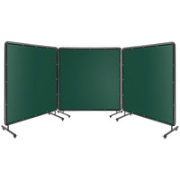 Écran de soudage Garvee à 3 panneaux de 1,8 x 1,8 m avec cadre en acier et PVC transparent pour ateliers et garages, vert, ignifugé, portable