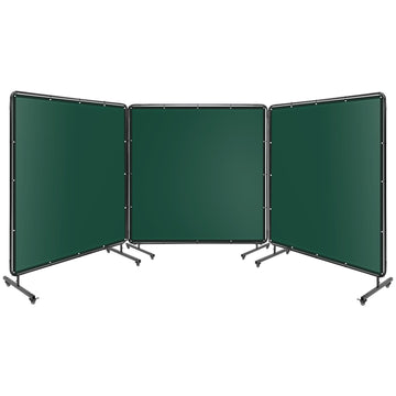 Écran de soudage Garvee à 3 panneaux de 1,8 x 1,8 m avec cadre en acier et PVC transparent pour ateliers et garages, vert, ignifugé, portable