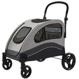 Garvee Poussette Extra Large pour Chien Cadre Acier Roues avec Freins extérieur Pliable Poignée Ajustable - Noir