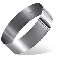 Cercle à mousse télescopique Garvee en acier inoxydable, réglable de 6 à 30 cm avec graduation, hauteur 12 cm, idéal pour la pâtisserie familiale.