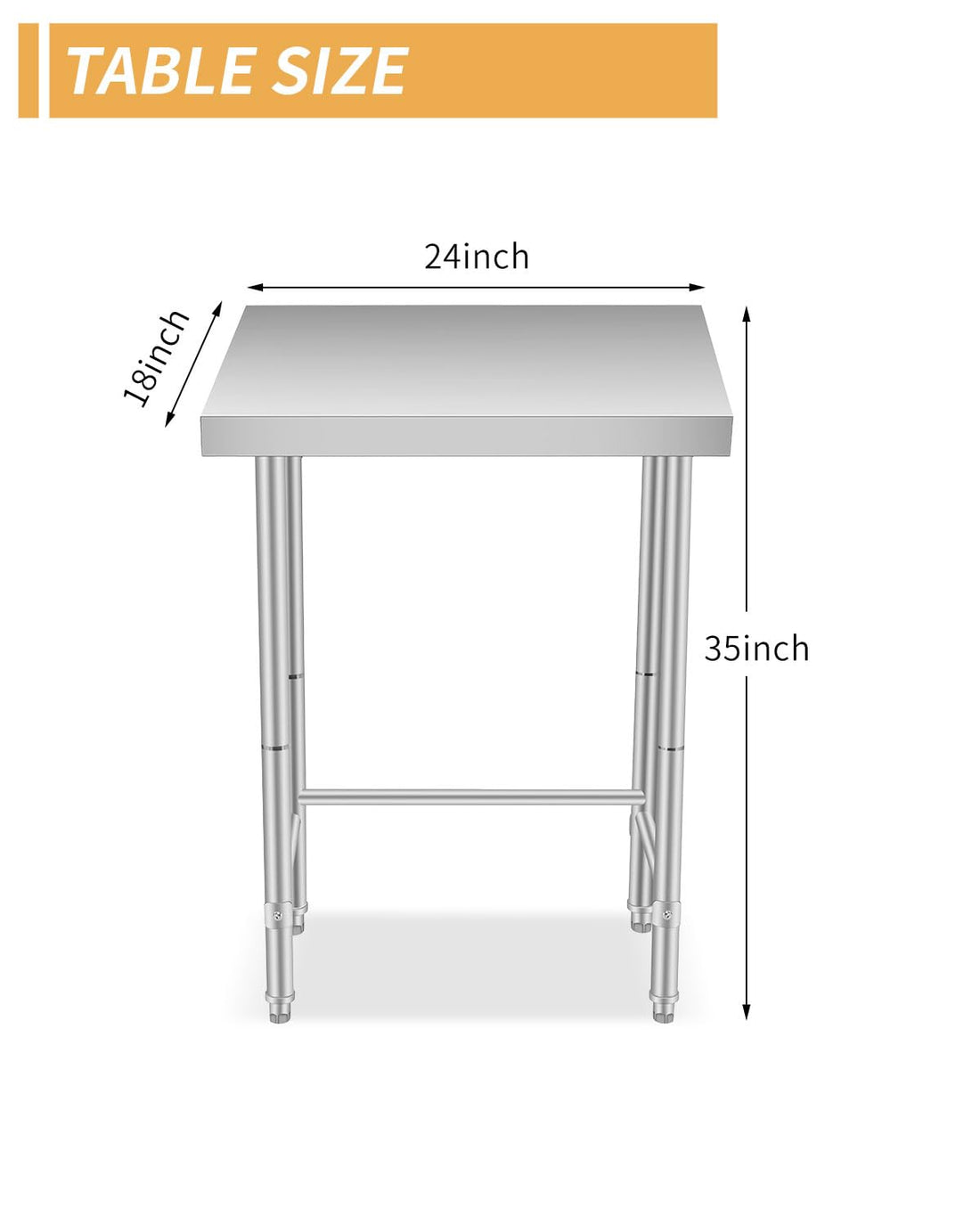 Garvee table de travail en acier inoxydable 45,7 × 61 cm, robuste, version mobile et fixe, argentée, pour cuisine et atelier