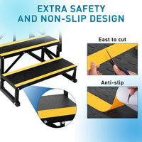 Garvee Escalier portable 3 marches avec rampe, bandes antidérapantes, métal robuste, pour camping-car, mobil-home, caravane, spa, piscine hors-sol, intérieur/extérieur