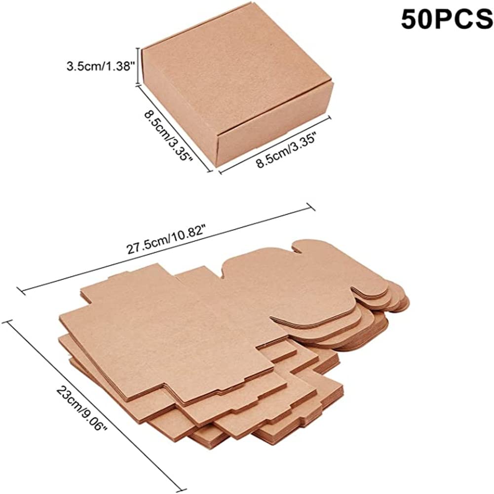 Garvee - 50 boîtes carrées en carton (7,5 x 7,5 x 3 cm) - Emballage carton résistant et réutilisable pour bijoux et bougies - Mariage et fête