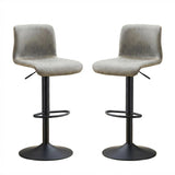 Garvee Lot de 2 tabourets de bar gris pivotants à 360°, hauteur réglable 61 à 81,3 cm, dossier rembourré et repose-pieds - Gris