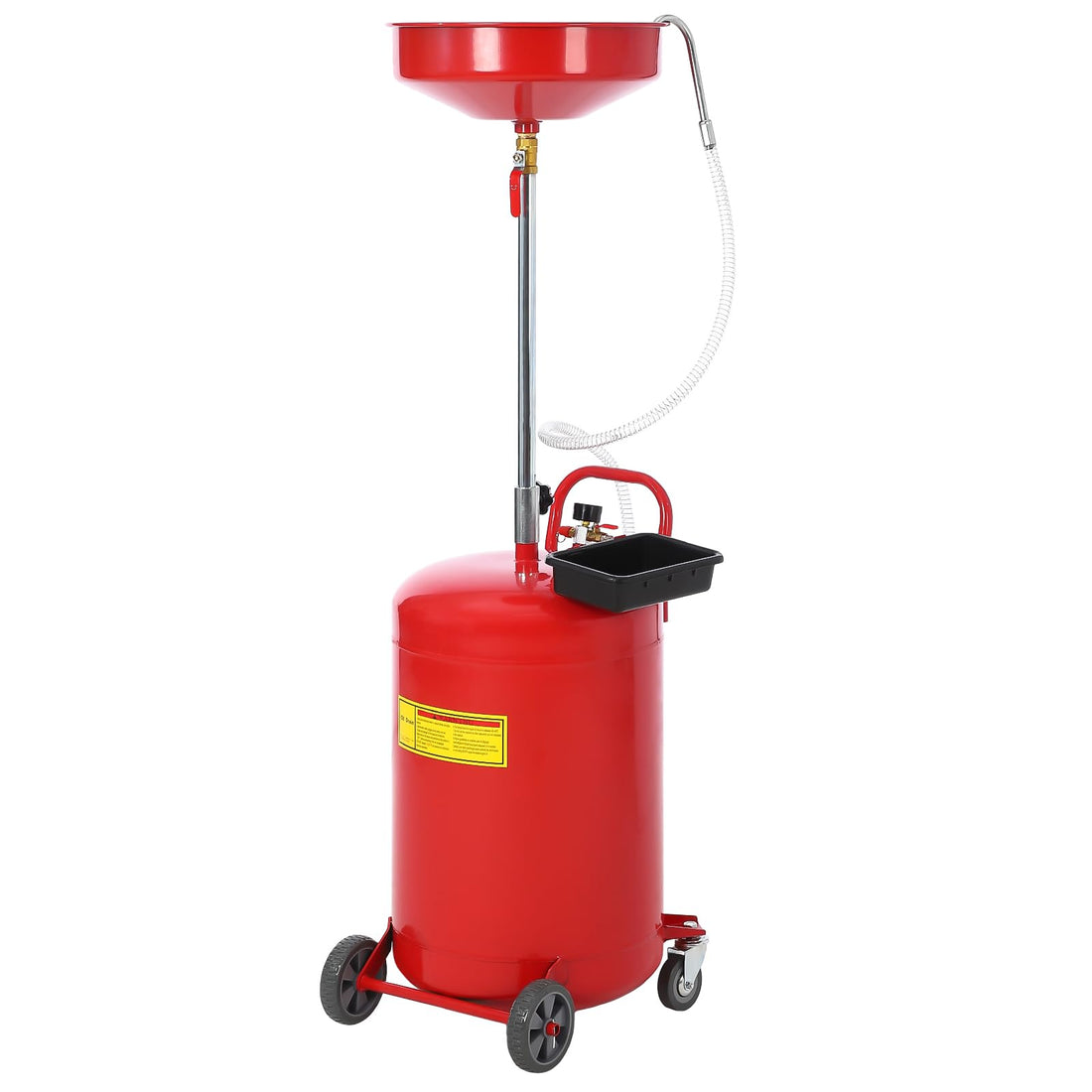 Conteneur de vidange d'huile Garvee de 75 litres (20 gallons) avec roulettes et entonnoir à hauteur réglable pour ateliers, acier, noir