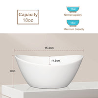 Ensemble de 6 bols en porcelaine Garvee, 530 ml, compatibles micro-ondes et lave-vaisselle, résistants aux chocs, pour céréales, soupes, salades, pâtes, desserts, polyvalents, 15 cm, blancs
