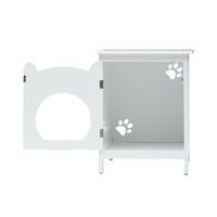 Garvee Bac à litière pour chat avec porte, ventilation, tapis moelleux, table d'appoint, meuble en bois, blanc, gain de place, idéal pour les chambres