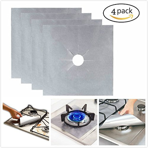 Garvee Protection de cuisinière à gaz , réutilisable, antiadhésive, résistante à la chaleur, lot de 4, pour usage domestique