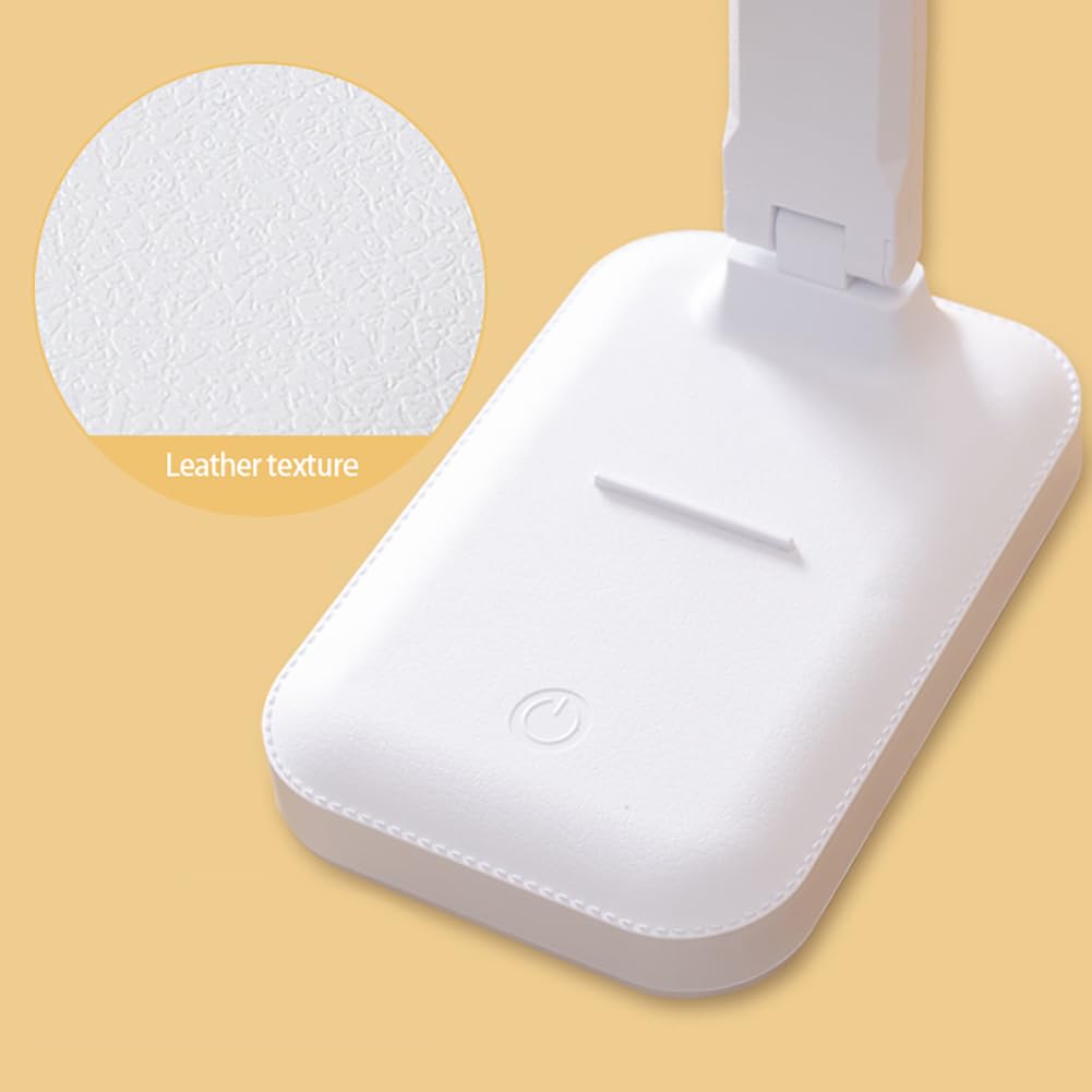 Lampe de bureau LED Garvee, 3 niveaux de luminosité réglables, protection des yeux, chargement USB, portable, pliable, lampe de chevet, blanche