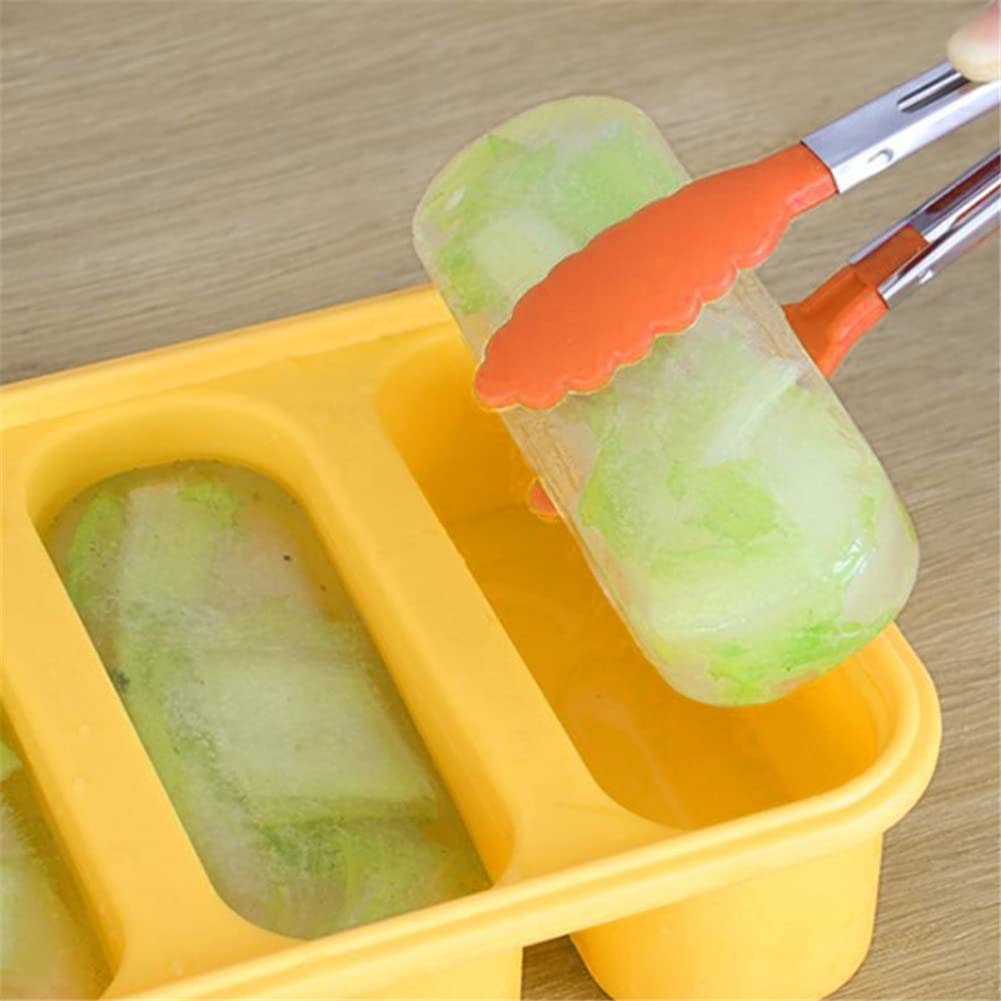 Plateau de congélation Garvee en silicone à 4 compartiments pour soupes, bouillons et sauces, 4 cubes avec couvercles, rouge