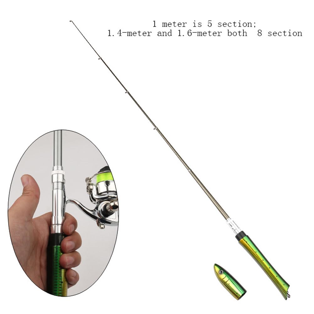 Ensemble canne à pêche Garvee Pen 1,4 m, mini moulinet télescopique, léger et portable pour la pêche en eau douce et en eau salée