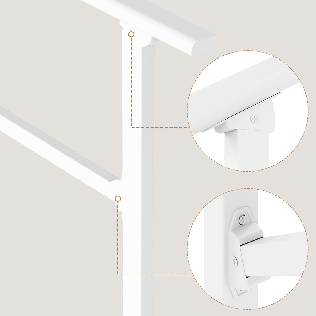 Garvee Rampe d’Escalier pour 3 Marches, Ajustable de 0° à 45°, Finition Blanc, avc Kit de Sécurité pour Maison et Commerce
