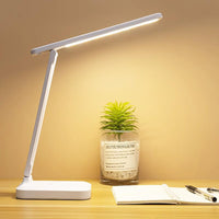 Lampe de bureau LED Garvee, 3 niveaux de luminosité réglables, protection des yeux, chargement USB, portable, pliable, lampe de chevet, blanche