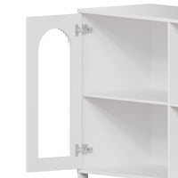 Garvee buffet avec portes vitrées, étagères réglables, MDF 3c, verre, poignées en métal, blanc moderne, pour le salon et la salle à manger