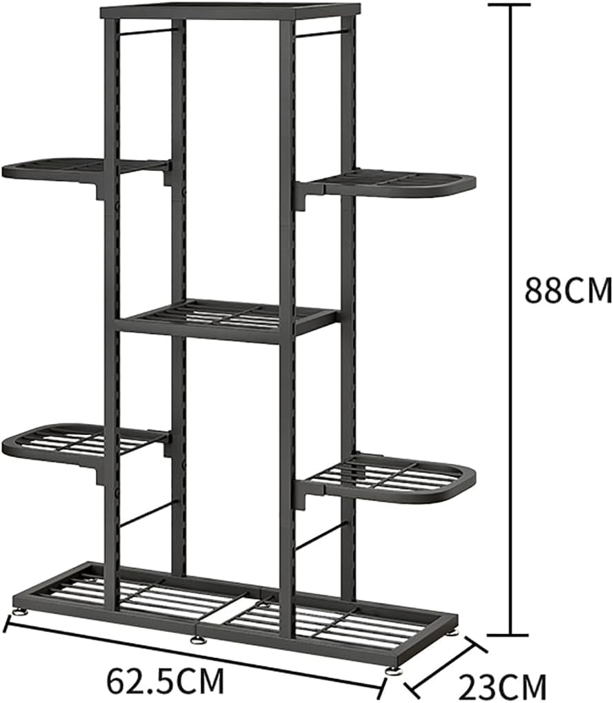 Garvee support à plantes 7 niveaux en métal, pieds réglables, format d’angle, salon, balcon et jardin, gris