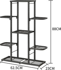 Support à plantes Garvee à 7 niveaux en métal avec pieds réglables, étanche, format d'angle pour salon, balcon, jardin, gain de place, noir