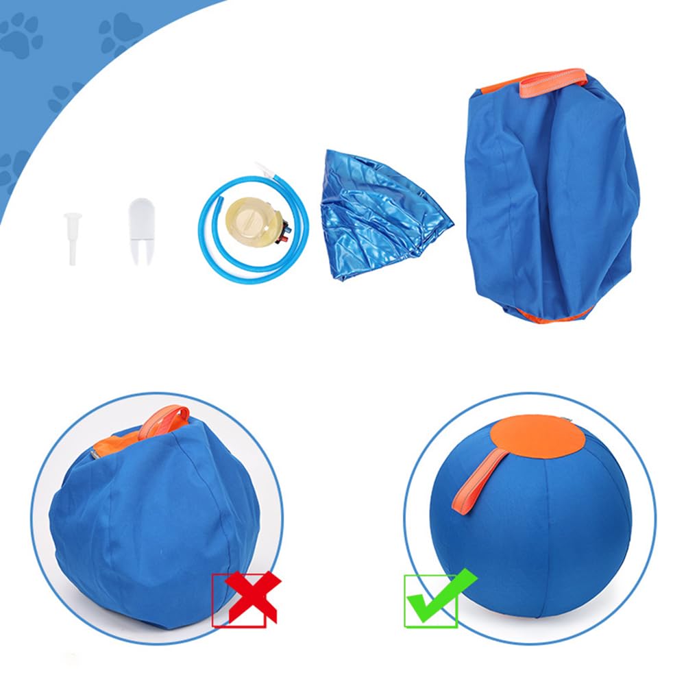 Balle de berger Garvee 45 cm pour chiens, grand jouet avec pompe à air, robuste, entraînement en extérieur, bleue, pour écuries
