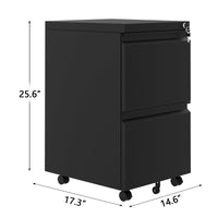 Classeur à roulettes Garvee à 2 tiroirs avec serrure, en métal, mobile et robuste, pour bureau à domicile, 60 cm (H) x 37 cm (L) x 44 cm (P)