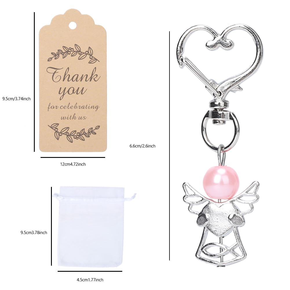 GARVEE Coffret de 60 porte-clés pendentif ange gardien avec pochette en organza et cartes kraft, idéal pour les cadeaux de mariage, d'anniversaire et de naissance.