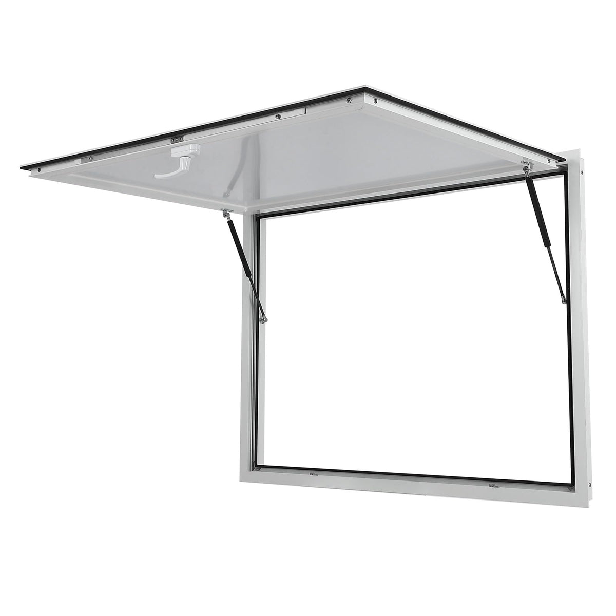 Fenêtre de restauration Garvey avec auvent, cadre en aluminium, double verrouillage à fourche, vérins hydrauliques, résistante aux intempéries, pour camion-restaurant, 122 x 91 cm
