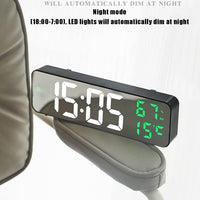 Garvee Réveil numérique horloge murale LED 23 cm avec affichage de la température et de l'humidité, pour la maison et le bureau, alimentation USB, luminosité réglable, grand format