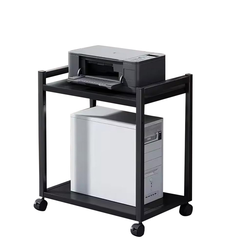 Garvee Support tour PC en métal à 2 niveaux, hauteur réglable, support unité centrale mobile avec roulettes, compact et stable pour bureau