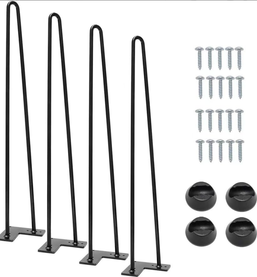 Pieds de meubles en épingle à cheveux Garvee, lot de 4, pieds de table en métal de qualité industrielle, hauteur 48 cm, noir, pour bureau, table à manger, table basse